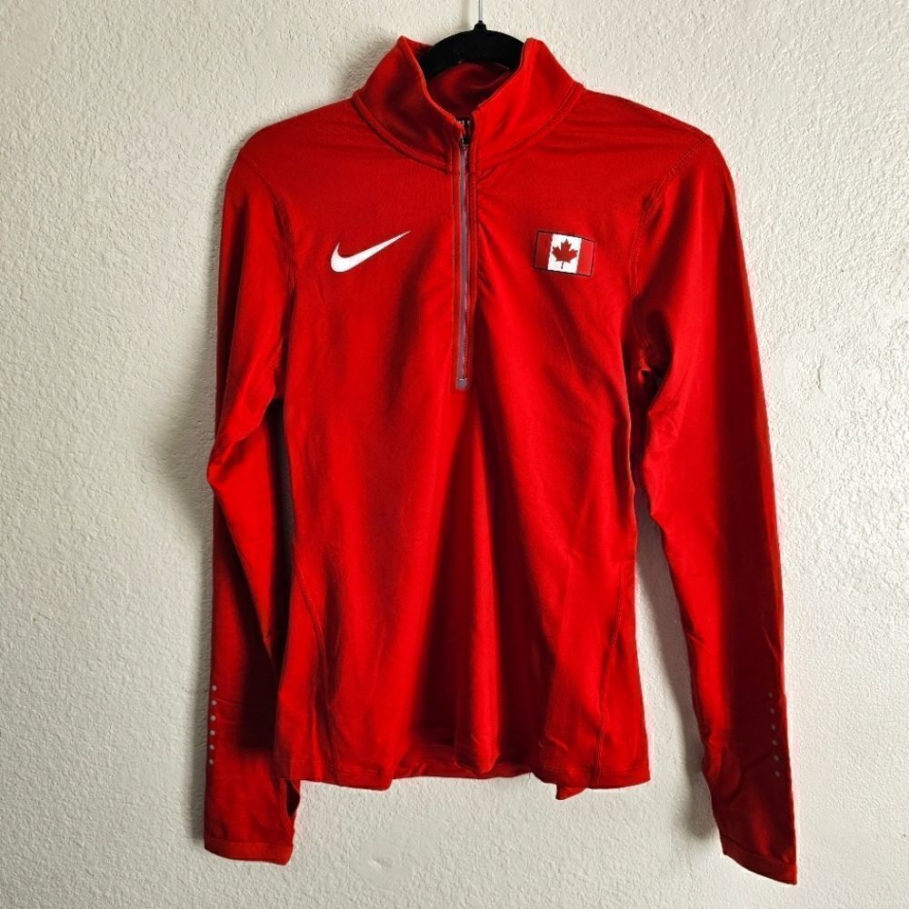 Nike Canada Pro Elite Running 1/2 Zip Lightweight Running Jacket Small S Red New
